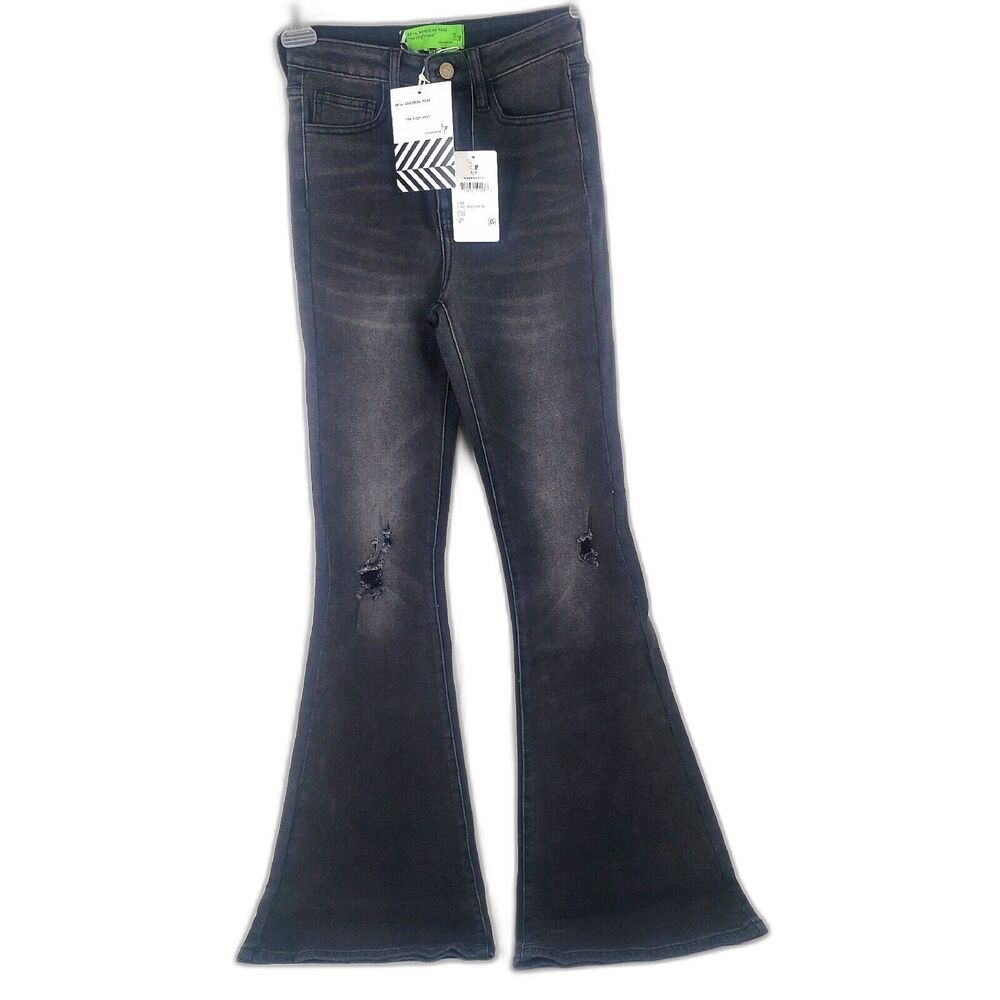 Sandrine Rose Super Flare Wide Legs Jeans Women's Size 25 Black Wash